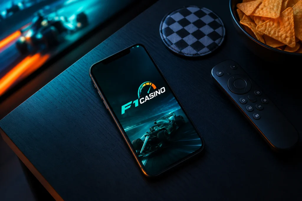 Masada telefon, nachos tabağı ve yarış yayını